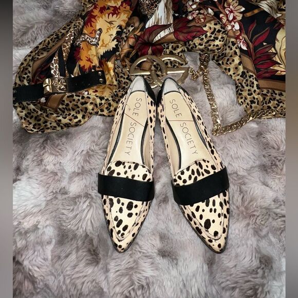 Sole Society Edie Pointy Toe Loafer Leopard Print, 6.5 - Picture 1 of 10